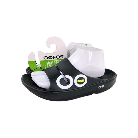 OOFOS OOahh Sport Post Run Recovery Slide US 10 Women's Black/white Sandal Shoes - Picture 1 of 9